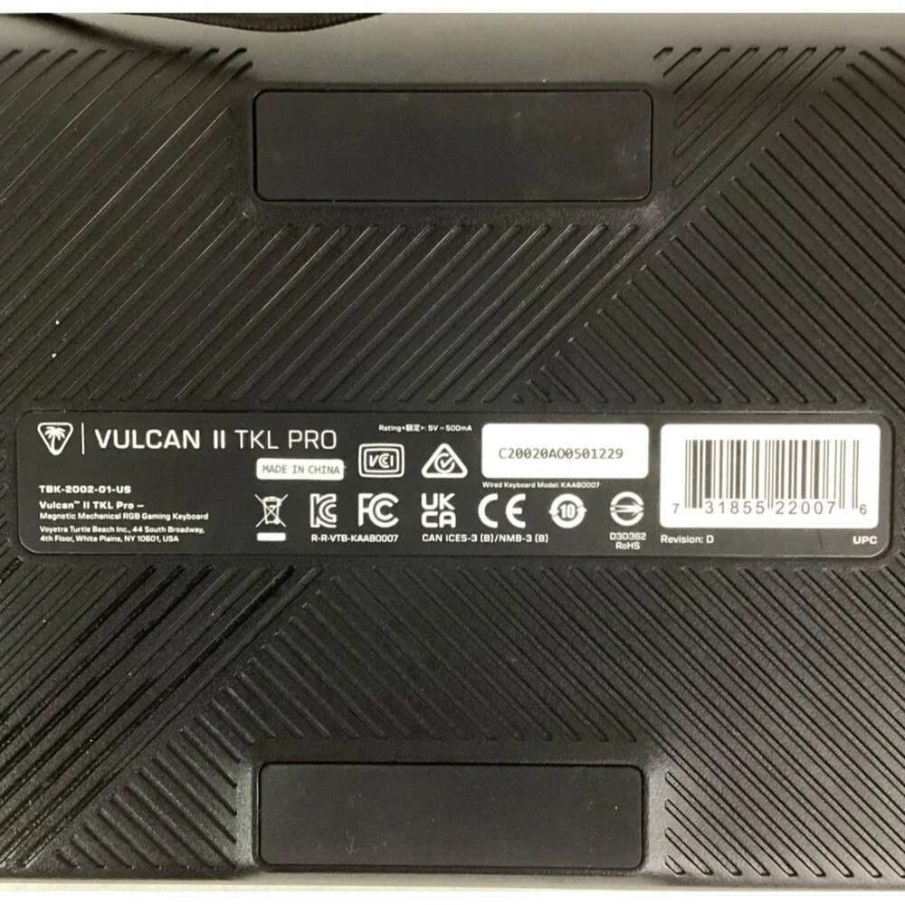 Turtle Beach Vulcan II TKL Pro Gaming Keyboard -Black -Backlit Multicolor Tested